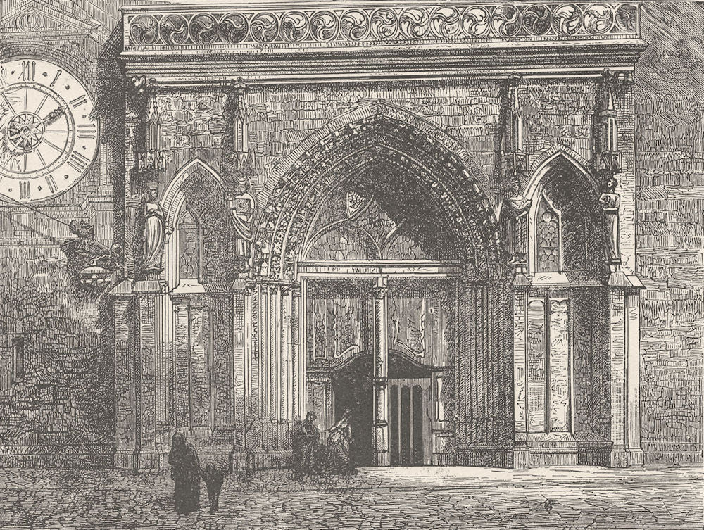 SWITZERLAND. Cathedral door, Basel 1903 old antique vintage print picture